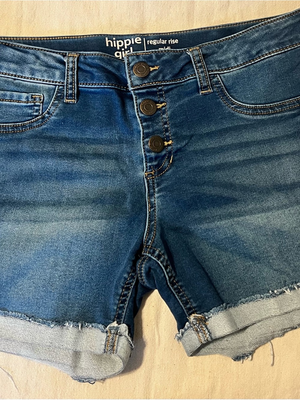 Hippie Girl Blue Denim Teens' Shorts - Regular Rise
